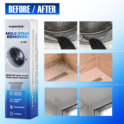 VONTEX Mold Stain Remover Gel - Grout Cleaner for Shower, Bathroom Tile, Silicone, Caulk and Washing Machine Rubber Seals - Bathroom Surface Cleaner, 6 oz