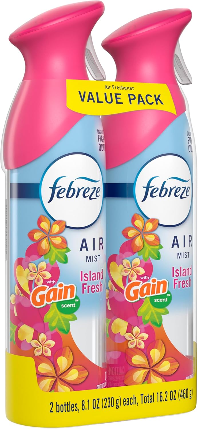 Febreze Air Mist Air Freshener Spray, Odor-Fighting Room Spray, Air Fresheners for Home and Bathroom and Kitchen, Aerosol Can, Downy April Fresh Scent, 8.8oz (Pack of 2)