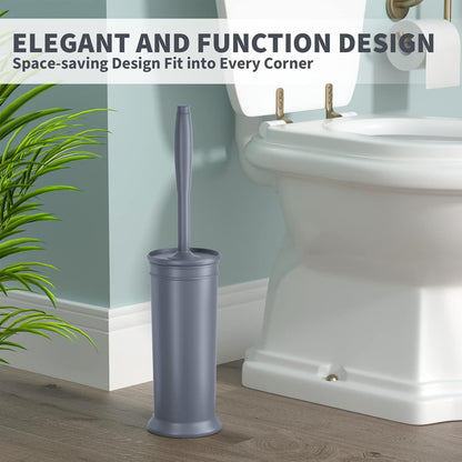 Toilet Brush and Holder 2 Pack, Toilet Bowl Brush with Extra Long Handle, Toilet Scrubber and Covered Holder, Toilet Brushes for Bathroom-Space Saving, Covered Brush, Durable, Deep Cleaning(Black)