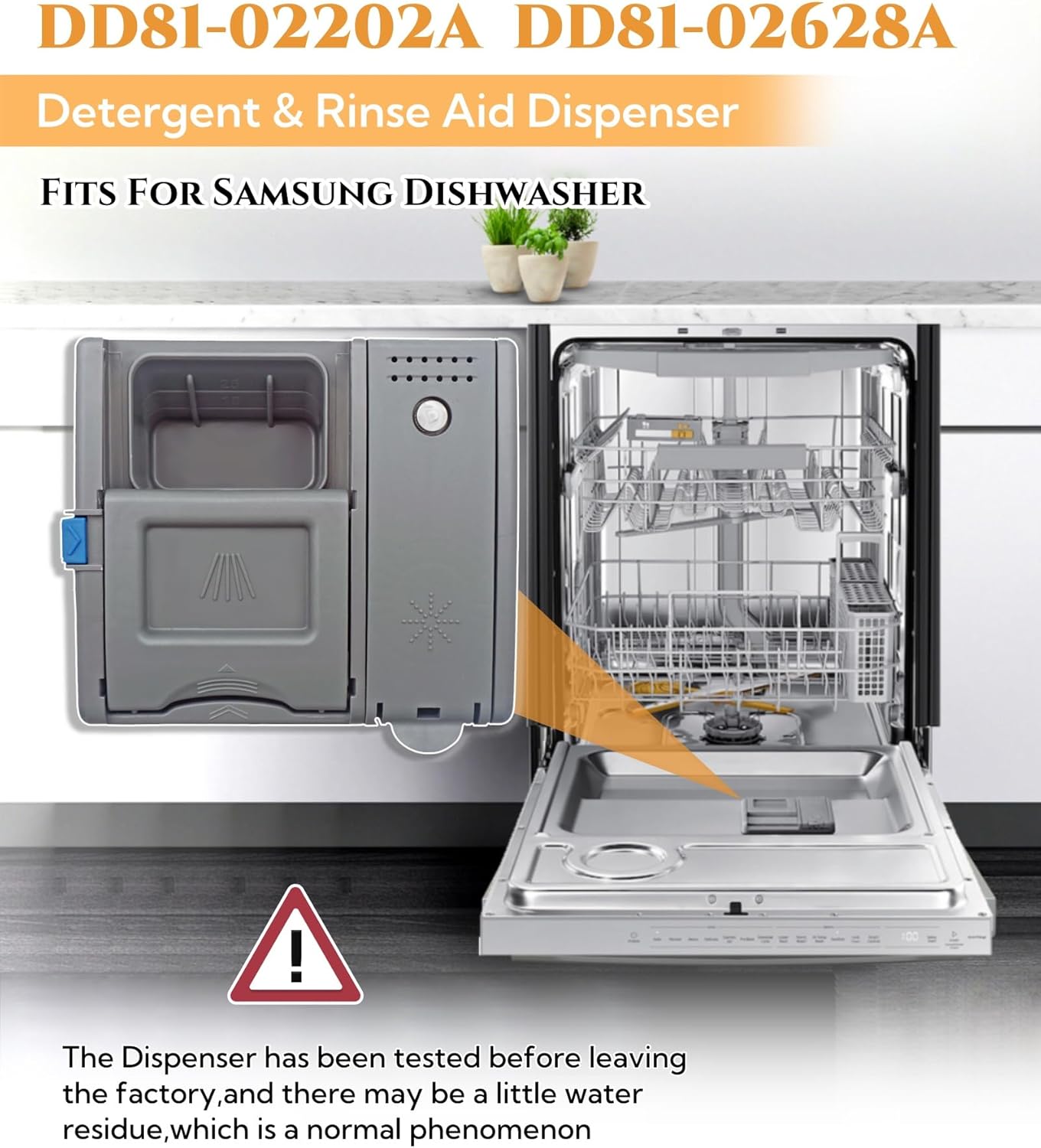 DD81-02202A Dishwasher Rinse-Aid Dispenser Parts,DD81-02628A Detergent & Rinse Aid Dispenser Replacement Fits For Samsung Dishwasher,DW80M2020US,DW80R2031US,DW80N3030US/UW/UB