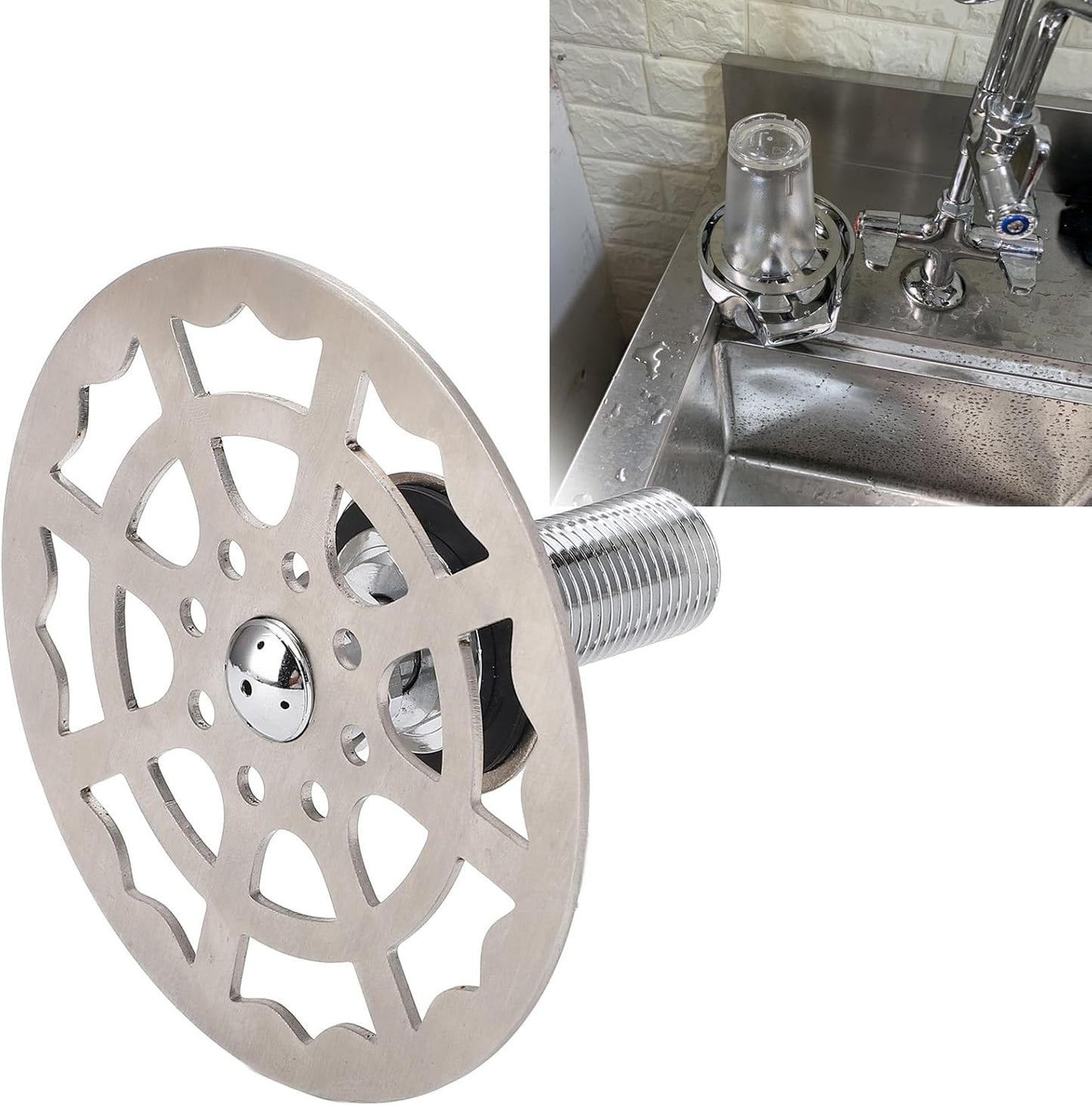 Glass Rinser for Kitchen Sink, Professional Bar Glass Rinser Faucet Stainless Steel Automatic Cup Washer Cleaner Accessory for Home Kitchen Sink Restaurant Bar Hotel