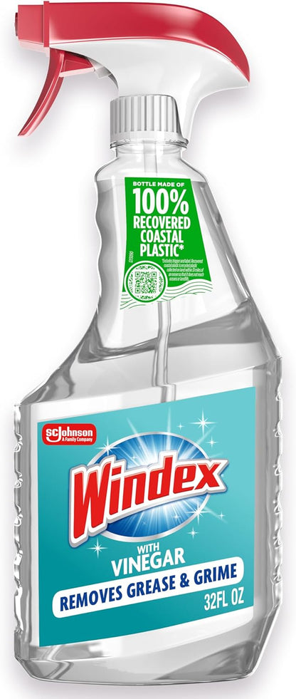 Windex Vinegar Glass and Surface Cleaner Spray Bottle, Packaging Designed to Prevent Leakage and Breaking, Surface Cleaning Spray, 23 Fl Oz