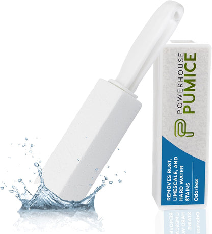 Powerstone Pumice Stone Toilet Bowl Cleaner with Handle (4-Pack) - A Solution for Hard Water Stains on Toilets, Grills, Tiles, Grout & Pools