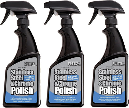 Flitz Stainless Steel Polish Protectant - 32oz Bottle, USA-Made Ceramic Coating for Stainless Steel Appliances, Repels Fingerprints & Water Spots - Aluminum & Chrome Polish & Protectant (1 Pack)