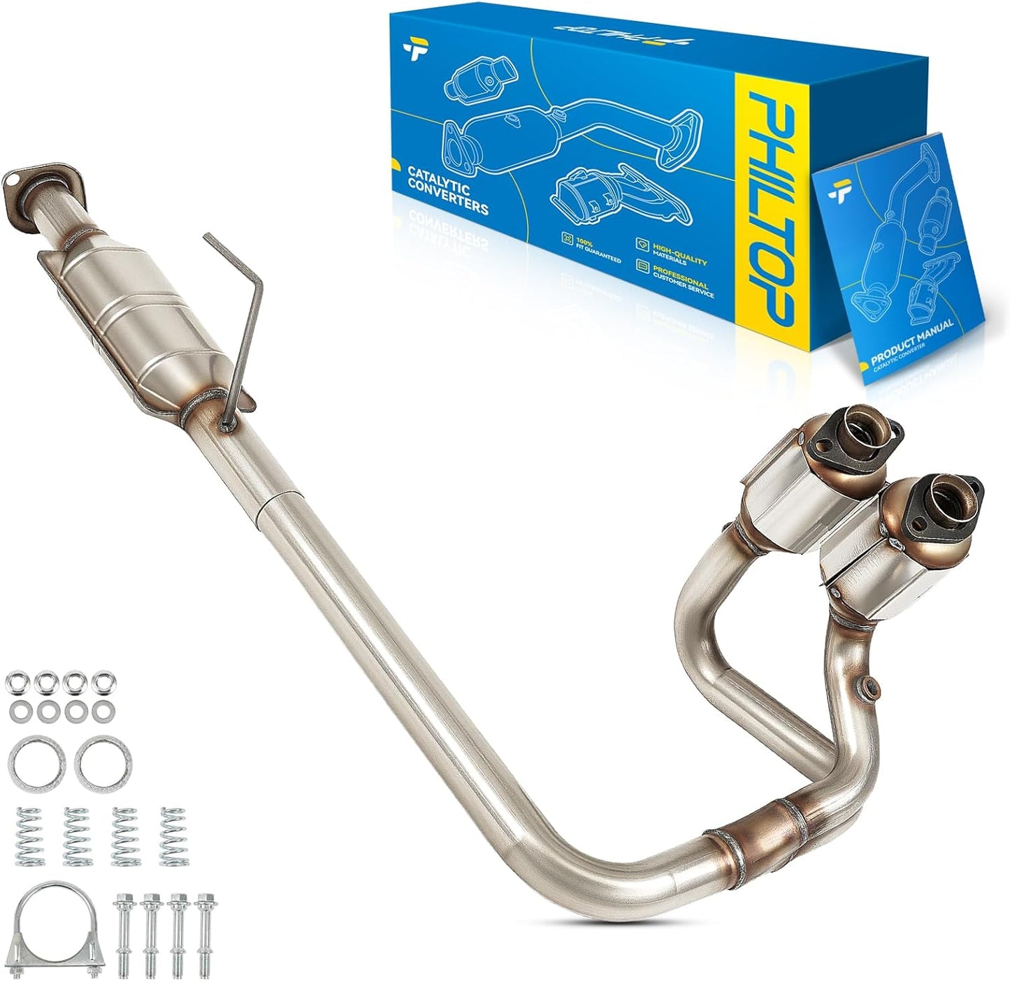 PHILTOP Left and Right Catalytic Converter Replacement For 2005-2010 300 2.7/3.5L V6 RWD, 2006-2010 Charger 2.7/3.5L V6 RWD, 2005-2008 Magnum 2.7/3.5L V6 RWD Replace 55434, 55433 (EPA Compliant) - Colors B