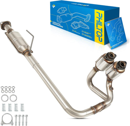 PHILTOP Left and Right Catalytic Converter Replacement For 2005-2010 300 2.7/3.5L V6 RWD, 2006-2010 Charger 2.7/3.5L V6 RWD, 2005-2008 Magnum 2.7/3.5L V6 RWD Replace 55434, 55433 (EPA Compliant) - Colors B