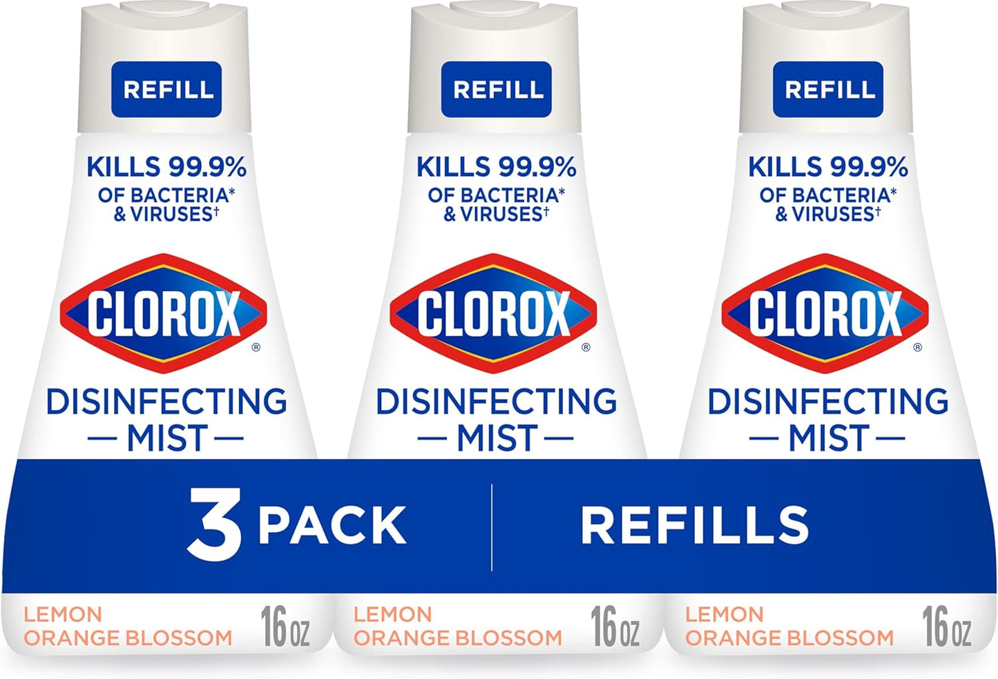 Clorox Disinfecting Mist, Lemon and Orange Blossom, 1 Spray and 1 Refill, 16 oz Each