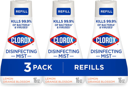 Clorox Disinfecting Mist, Lemon and Orange Blossom, 1 Spray and 1 Refill, 16 oz Each
