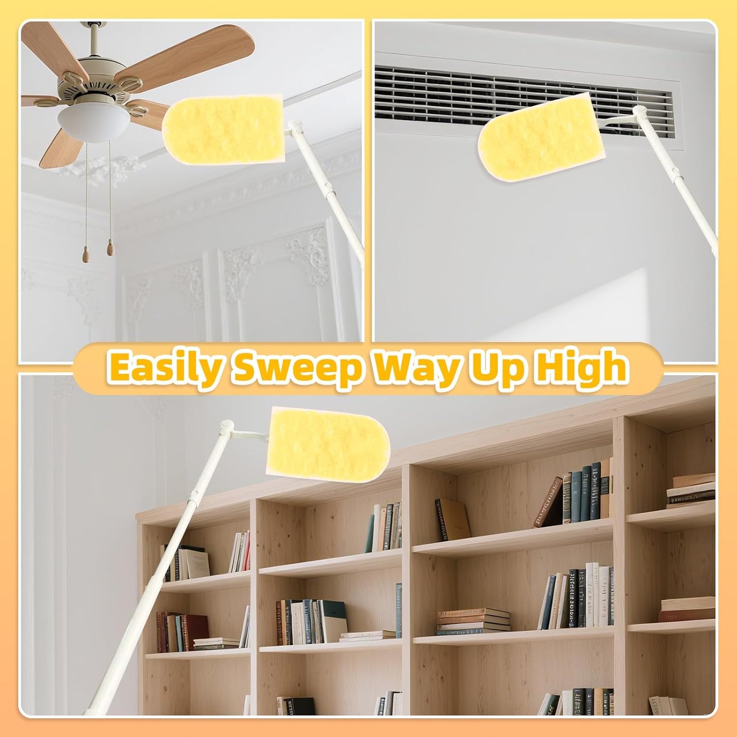 Heavy Duty Dusters Refills, Disposable Dusters Kit Compatible with Swiffer Handles, Multisurface Dusters+1 Extended Handle +1 Handle (Pink, 360°)