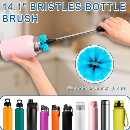Bottle Brush Cleaning Set - Multi Cup Brush, Water Bottle Cleaner, Crevice Cleaning Brush Pipe & Tube Brushes for Tight Spaces, Grout Brush Cleaner Brush Long Straw Cleaner Brush for Stanley Mug