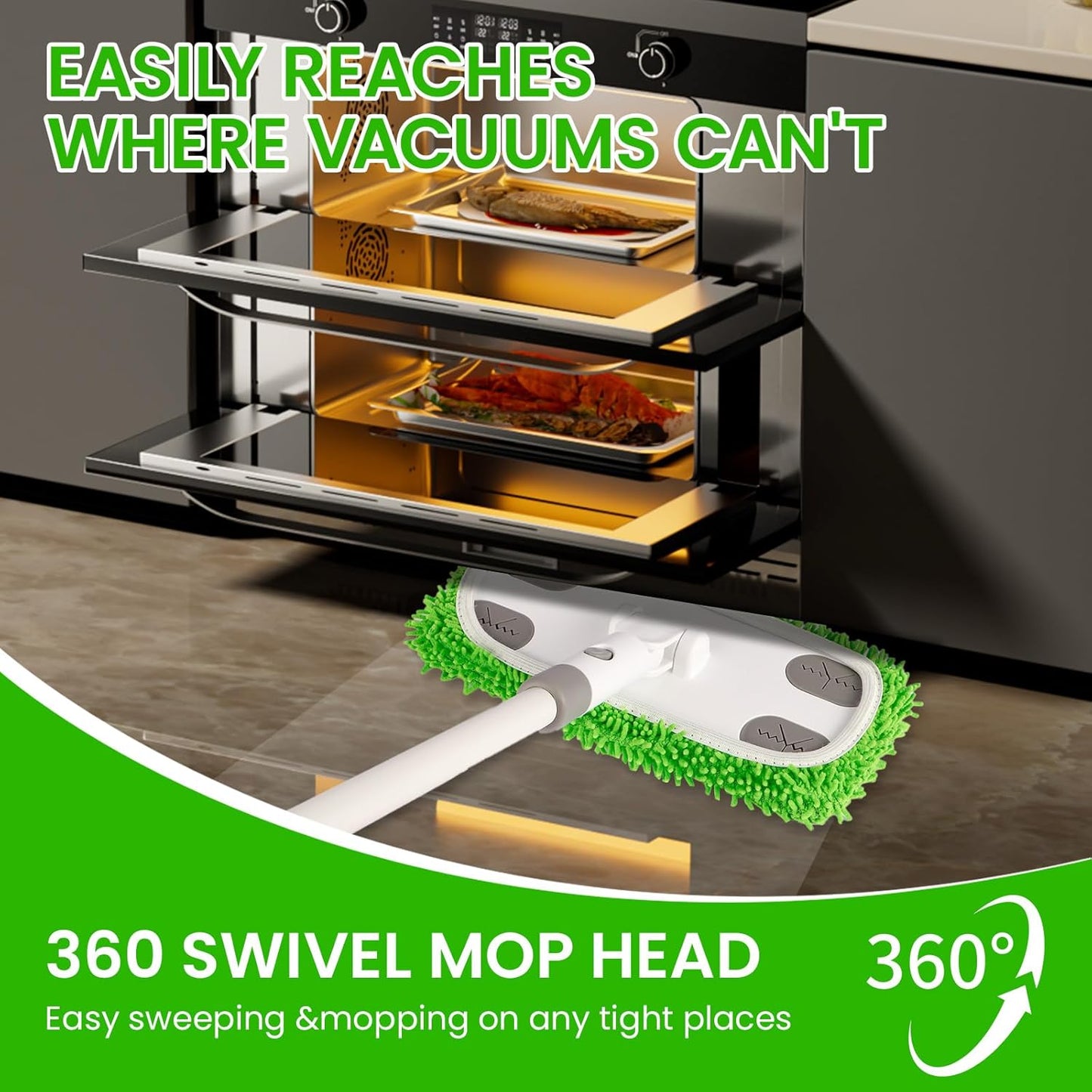 Reusable Microfiber Floor Mop System, Wet & Dry Sweeper Kit, Includes 1 Sweeper Handle, 3 Washable Chenille Mop Pads, Dry & Wet Use for Hardwood, Tile, and Laminate Floor