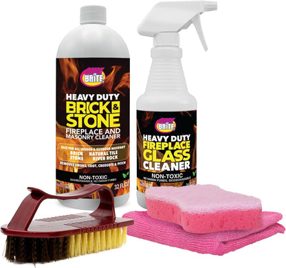 Quick 'n Brite Fireplace Gel Cleaner for Brick, Stone, Rock, Tile, and Marble, Nonabrasive Fireplace Cleaner, Made in the USA, 16 oz
