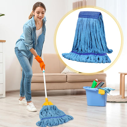 Lallisa 4 Pcs Commercial Mop Head Replacement Tube Microfiber Industrial Looped End Mop Heads Refill for Floor Cleaning for Home Commercial Industrial Use(Large,Blue)