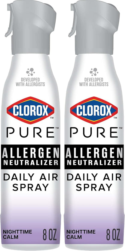 Clorox PURE Allergen Neutralizer Daily Air Spray, Nighttime Calm, 8 Ounces (Pack of 2)