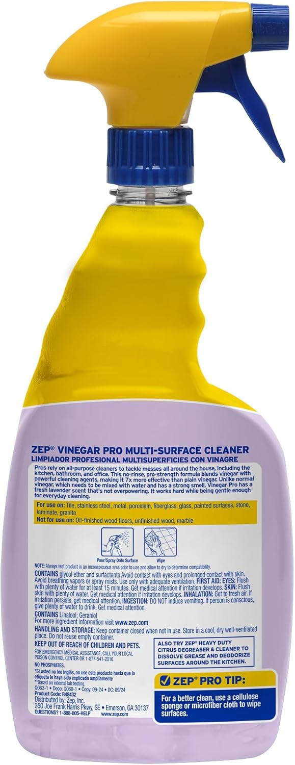 Zep All-Purpose Cleaner With Vinegar - 1 Gallon (Case of 4) R48410 - Gentle for Everyday Use