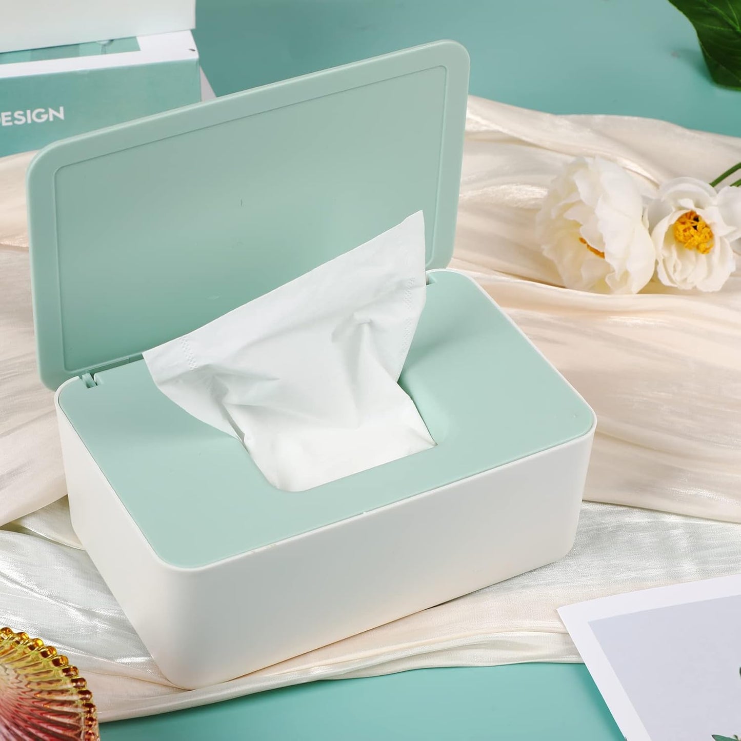 NOVWANG Wipes Dispenser, Large Capacity Baby Wipe Holder(8.3L × 4.9W × 3.9H Inches) Refillable Wipes Container with Sealing Design Baby Wet Wipes Dispenser for Bathroom Home Office Car