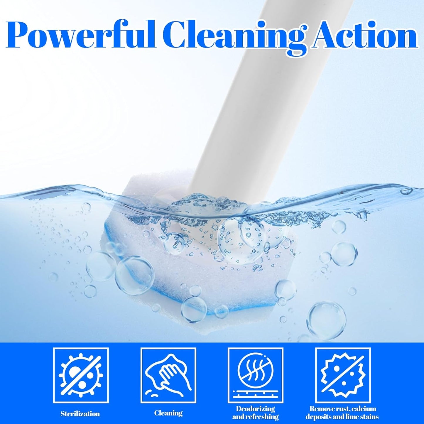 60 Counts Disposable Toilet Wand Refills Compatible with Most Bowl Brush Wand, Disposable Bathroom Toilet Brush Scrubber Heads, Toilet Bowl Cleaner Refill Pads for Stain Removal Deep Cleaning