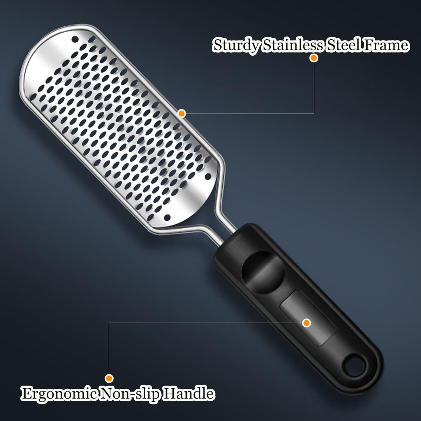 Foot File Foot Scrubber Pedicure, 2 Pcs Stainless Steel Callus Remover for Feet, Professional Foot Grater Rasp Scraper Corns Callous Removers Tool to Hard Skin Corns for Dry and Wet Fee