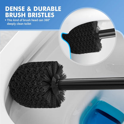 LOVLOY Toilet Plunger and Brush, Bowl Brush and Heavy Duty Toilet Plunger Set with Ventilated Holder, 2-in-1 Toilet Brush and Plunger Combo for Bathroom Cleaning (2, White)