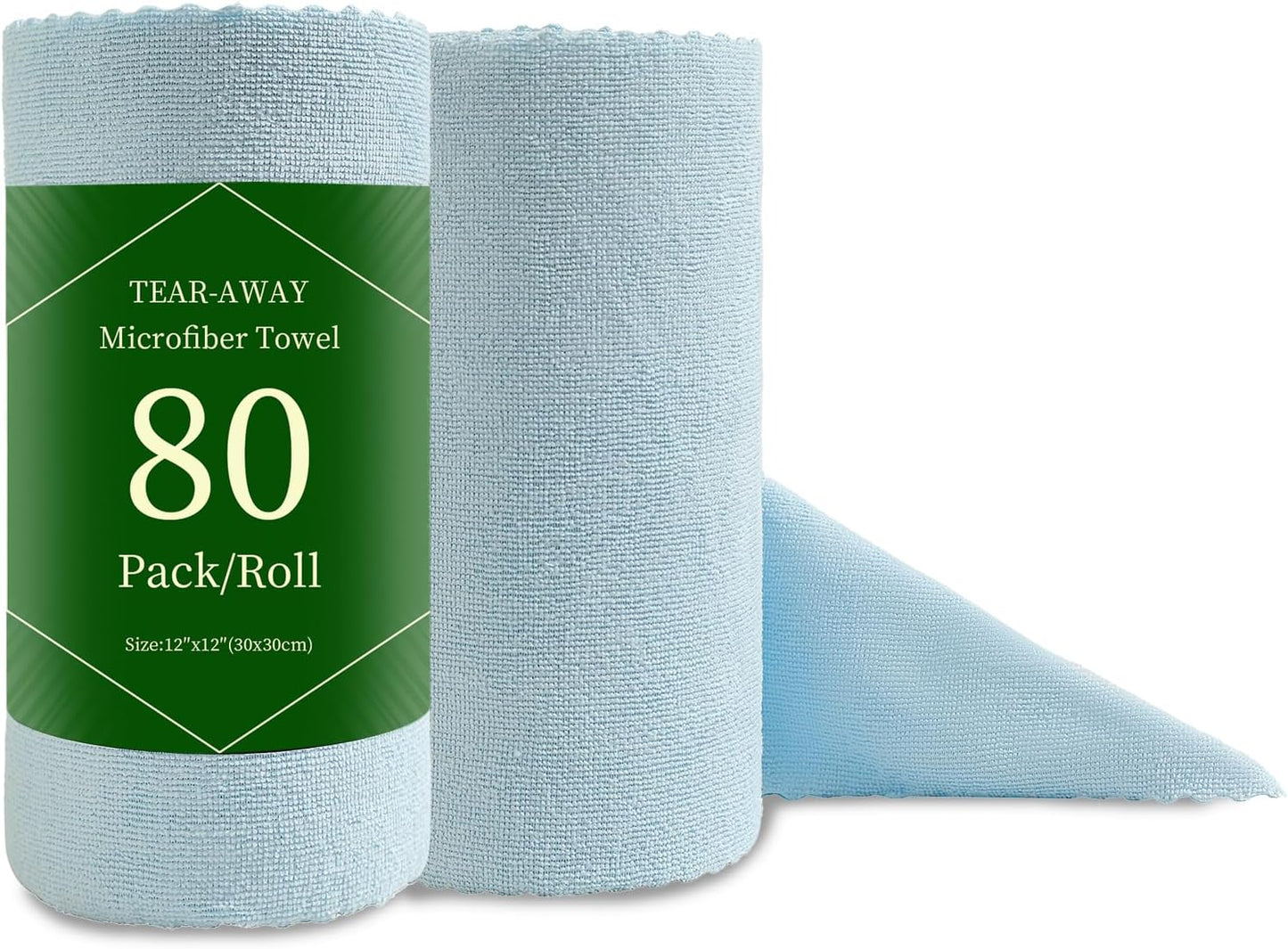 80 Pack Microfiber Cleaning Cloth Roll Reusable Paper Towels 12"x12" Tear Away Cloth, Microfiber Towels for Cars, Wash Cloths, Lint Free Dark Grey Rags for House, Kitchen,Window,Cleaning Supplies