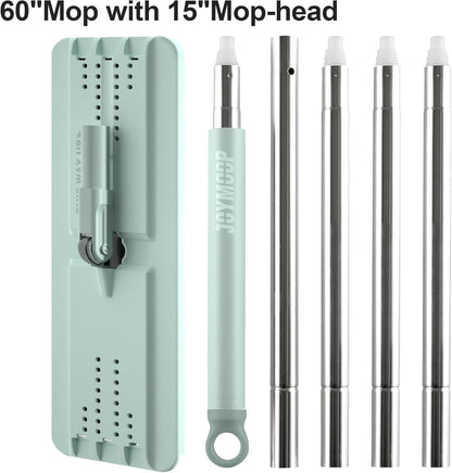 JOYMOOP Flat Mops, Microfiber Mop for Floor Cleaning and Wall Cleaner, 50" Mop Handle with Flexible 13" Flat Head with a Microfiber Mop Pad - White