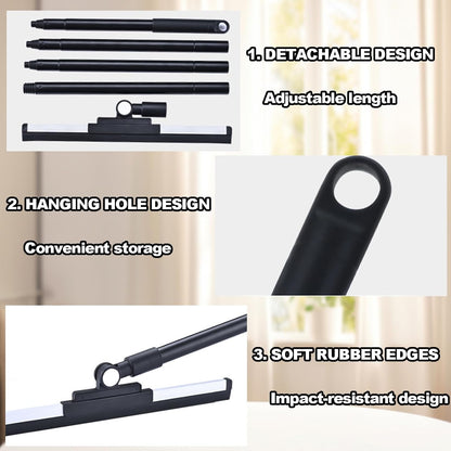 Floor Squeegee - 52 Inch Adjustable Long Handle 14.2 Inch Rubber Blade 180° Rotatable Head Heavy Duty Squeegee Broom for Floor Window Bathroom Tile Garage Concrete Shower Patio (Black)