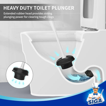 MR.SIGA Toilet Plunger and Bowl Brush Combo for Bathroom Cleaning, Gray, 2 Sets
