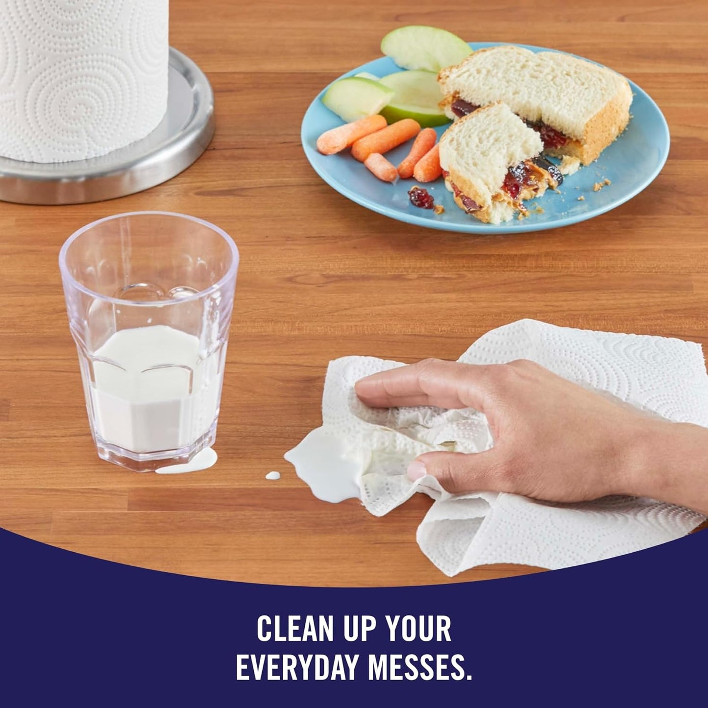 Sparkle Tear-A-Square Paper Towels, 2 Double Rolls (220 Sheets Total) - Strong 2-Ply Towels for Kitchen Cleanup and Everyday Messes