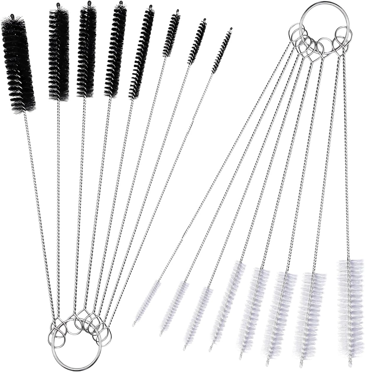 10 Pcs Wire Tube Brushes for Cleaning Pipe Tube Brass Brush Stainless Steel Round Wire Brush Brass Pipe Cleaning Brush Wire Pipe Cleaner Brush for Auto Parts, Bottles, Tubes, 8 Sizes, 8 inch