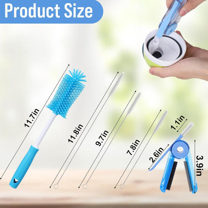 XANGNIER 5 in 1 Bottle Cleaning Brush Set,Multifunctional Water Bottle Brush and Straw Cleaner Brush,Cleaning Tool Kit for Owala/Stanley/Yeti/Simple Modern Tumbler Cup Accessories,Kitchen Gadgets