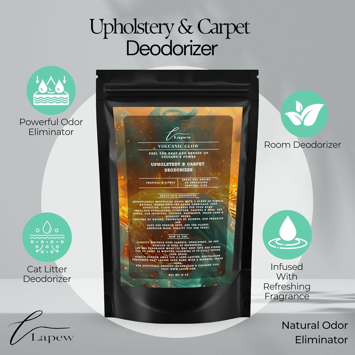 Lapew Black Sea Scented Cleaning Bundle | Carpet Deodorizer Powder (16 oz) & Mop Soap Concentrate (36 oz) | Pet-Friendly Odor Eliminator - Colors B