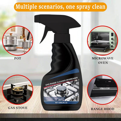 120ML Gas Range Cleaner Degreaser,Effective Clean Up Kitchen Oil Stains,Grease & Grime Remover, Kitchen Cooktop Cleaning Spray