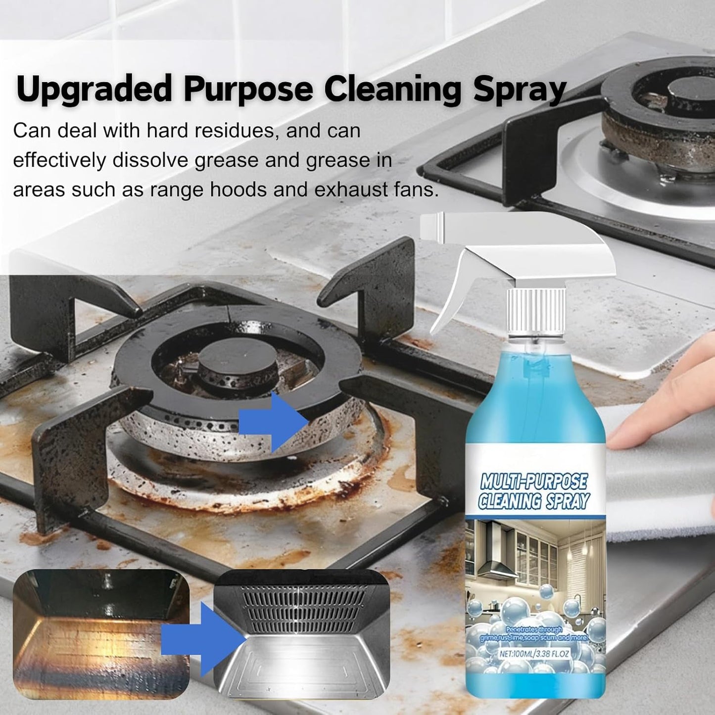 2PCS Spray Splash Cleaner Multi-Purpose Cleaning Spray,Oven Foam Spray, Kitchen Foam Cleaner, Kitchen, Countertop, Oven Multi-Purpose Spray.