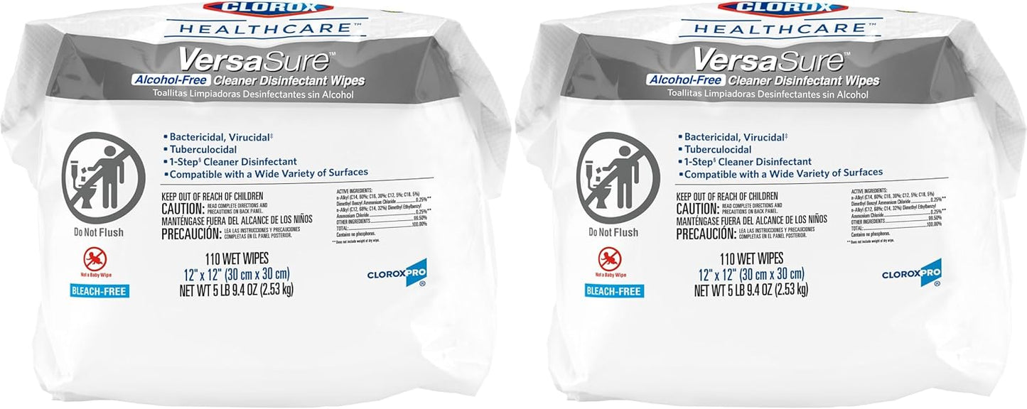 Clorox Healthcare VersaSure Cleaner Disinfectant Wipes, 110 Count Refill, 2 Refills/Case