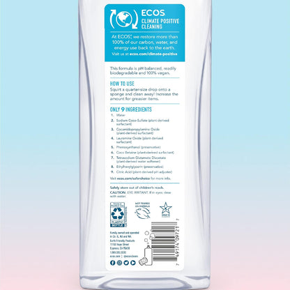ECOS Dish Soap - Cuts Grease & Food Residue - No Harsh Chemicals - Hypoallergenic for Sensitive Skin - Biodegradable Formula, Recyclable Sustainable Liquid Dishwashing Soap - Natural Pear (Pack of 2)
