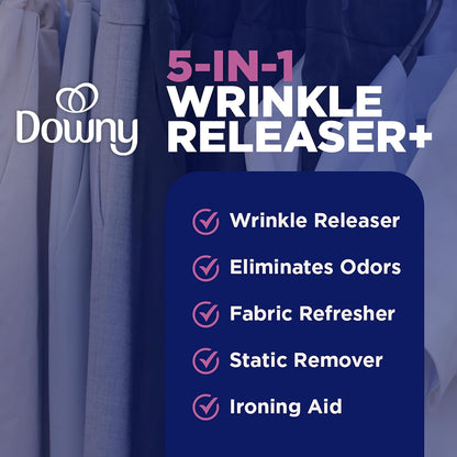 Downy Wrinkle Releaser Spray | All In One Wrinkle Release Spray, Odor Eliminator, Static Remover | Fabric Refresher & Ironing Aid for Clothes | 9.7 Fl Oz (Pack of 2), Fresh Scent
