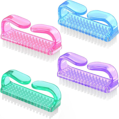 Larbois Handle Grip Nail Brush, Nail Brushes Hand Fingernail Brush Cleaner Scrubbing Kit Pedicure for Toes and Nails Men Women (4 Pack)