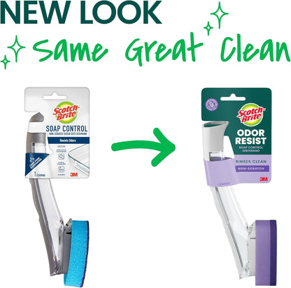 Scotch-Brite Advanced Soap Control Non-Scratch Dishwand Kit, 1 Dish Wand & 5 Sponge Refills, Prevents Soap from Leaking, Leak-Free Guarantee, Best for Nonstick Pots and Pans, Glass, Tubs, & Showers