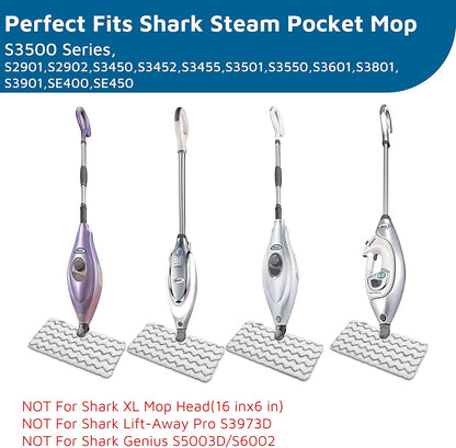 F Flammi 8-Pack Replacement Pads Compatible with Shark Steam Pocket Mop S3501 S3601 S3901 S3550 S3801 SE450, Double-Sided Microfiber Refills for Hardwood Tile Floor, Professional Scrubbing Strips