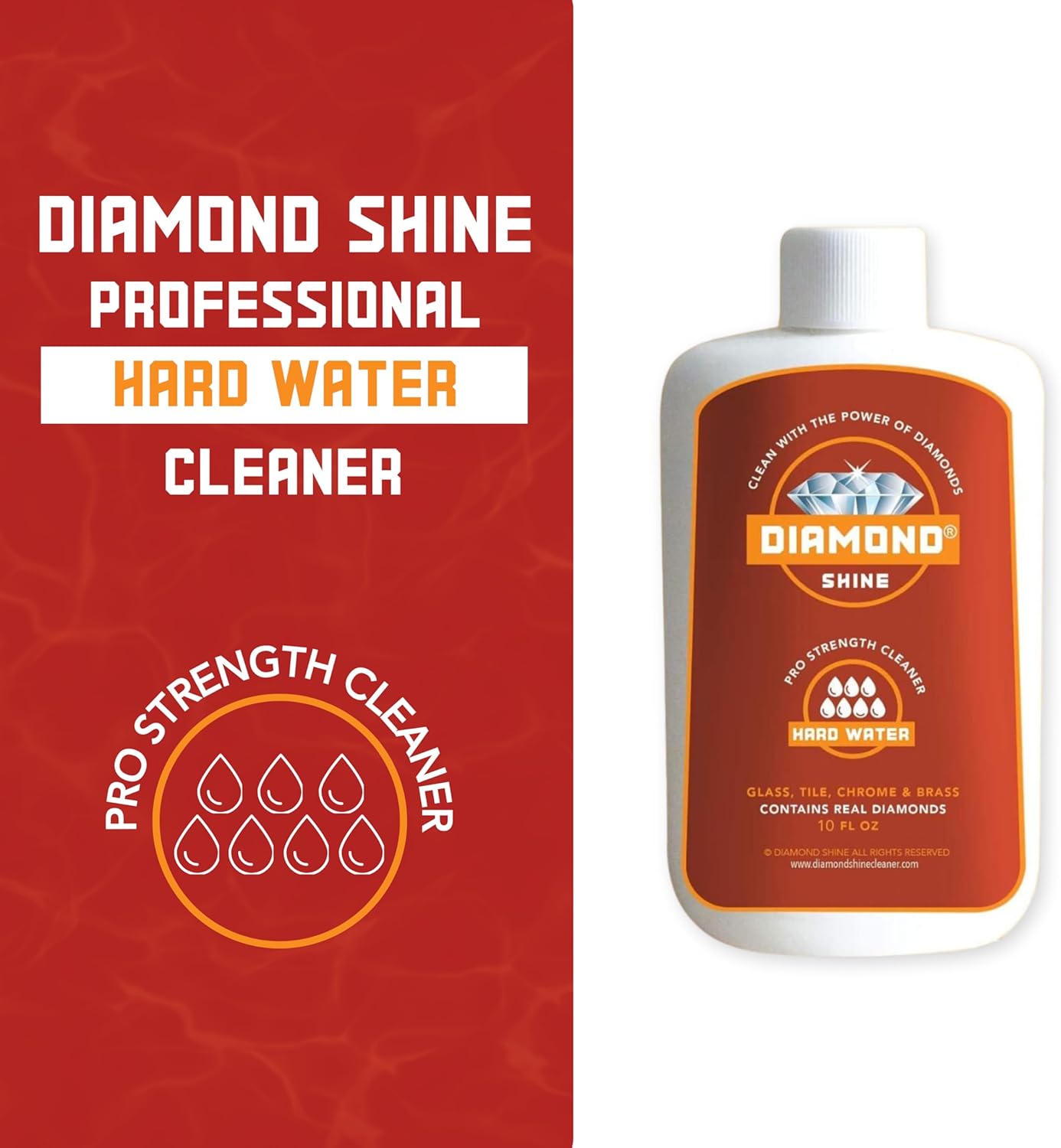 Diamond ShineProfessional Hard Water Cleaner - Lime, Calcium, Rust, Water Spots, Soap Scum - 10 Ounces