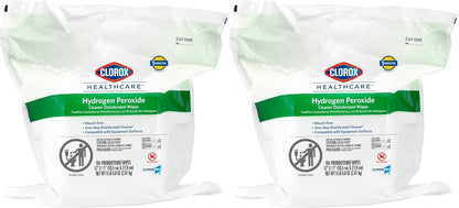 Clorox Healthcare Hydrogen Peroxide Cleaner Disinfectant Wipes, 12" x 11", Bucket, 185 Count (Package May Vary)
