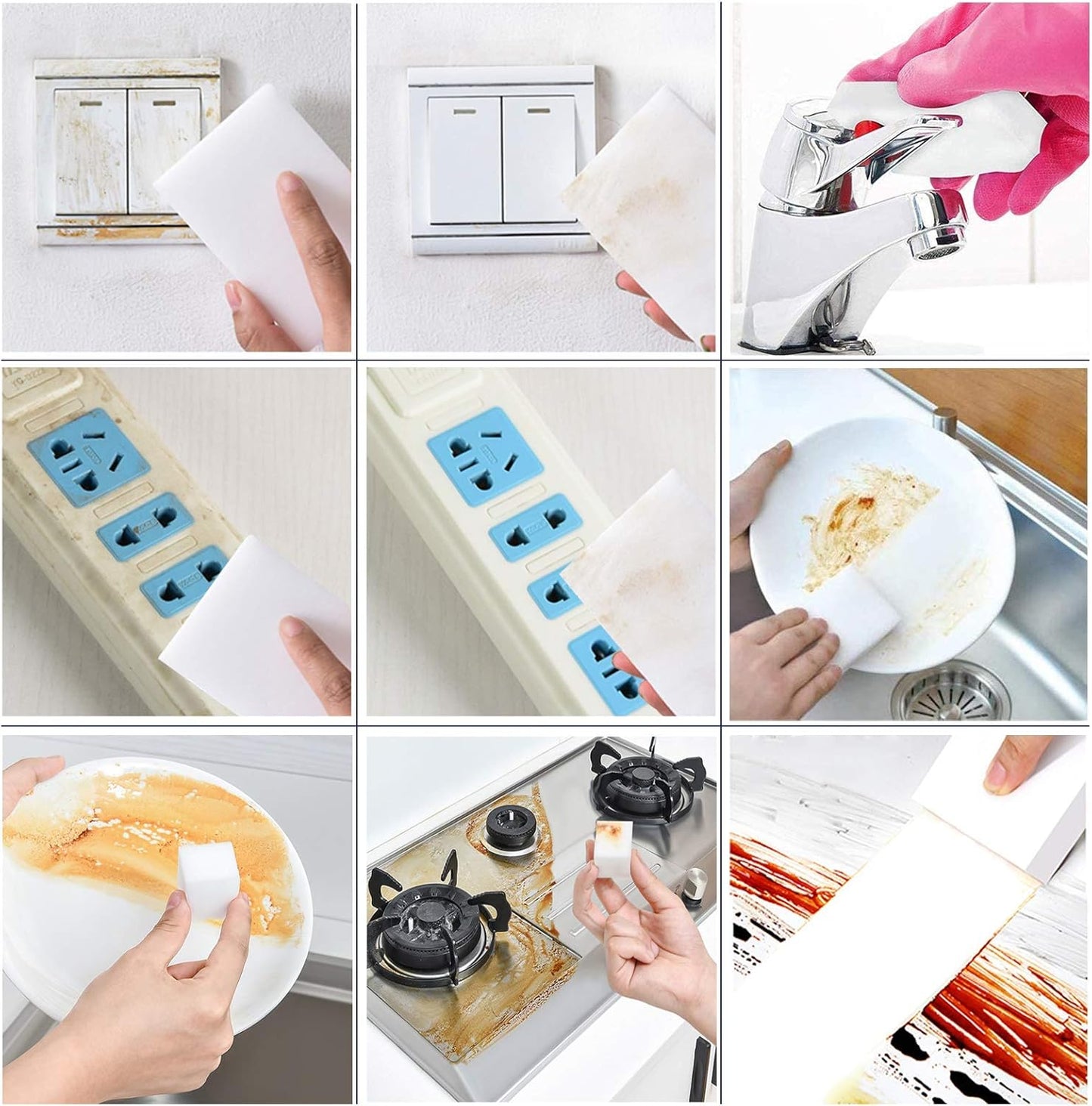 Magic Sponge Eraser Sheets, 52Pcs All-Purpose White Melamine Sponge Convex Point Disposable Magic Cleaning Wipes for Furniture Kitchenware, Hard-to-Reach Places, Shoe