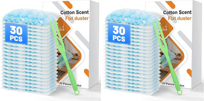 30PCS Disposable Dusters Refills Compatible with Swiffer,180 Degree Electrostatic Disposable Replacement Head for Home,Office,Ceiling Fans,Blinds and Furniture Dusting