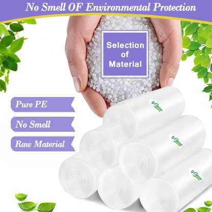 Hommaly 2 Gallon (1.8-2 Gal)120 pcs Small Clear Trash Bags, Strong 1.8 Gallon Garbage Bags, Bathroom Trash Can Bin Liners Unscented, Mini Plastic Bags for Office, Waste Basket Liner,Fit 6,7,8 Liters