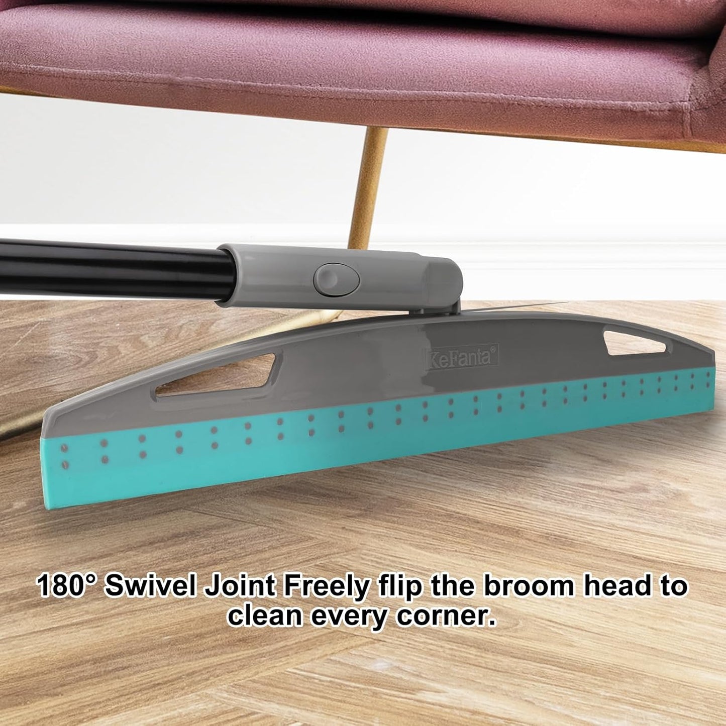 Rubber Broom Carpet Rake for Pet Hair Removal, Fur Remover Broom with 59" Telescoping Long Handle, Pet Hair Broom with Squeegee for Carpet, Hardwood Floor, Tile