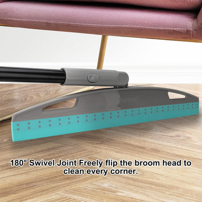 Rubber Broom Carpet Rake for Pet Hair Removal, Fur Remover Broom with 59" Telescoping Long Handle, Pet Hair Broom with Squeegee for Carpet, Hardwood Floor, Tile