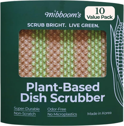 mibboom's Dish Scrubbers – Non-Scratch, Reusable Kitchen Sponges for All-Purpose Cleaning, Made in Korea, 4 Pack (7.6 x 7.4 in)