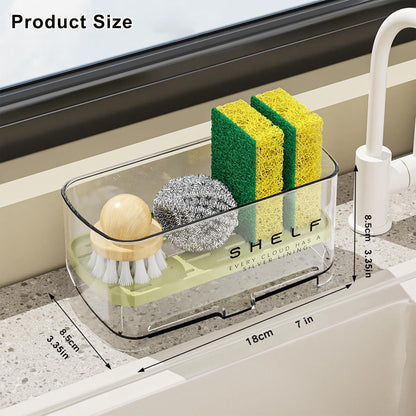 Sponge Holder for Kitchen Sink,Sink Caddy Organizer with Removable Brush Holder,Kitchen Countertop Soap Dispenser Storage with Detachable Towel Rack,Black