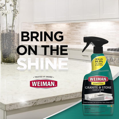Weiman Granite Cleaner and Polish - 12 Fluid Ounce - Enhances Natural Color in Granite Quartz Marble Soap Stone and More