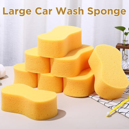 Tioncy 8 Pcs Giant Car Wash Sponges 9 x 4.7 x 3 Inch Extra Large Car Cleaning Bone Sponges Bulk All Purpose Easy Grip Thick Foam Scrubber for Boat Garage Kitchen Bathroom Household Cleaning (Yellow)